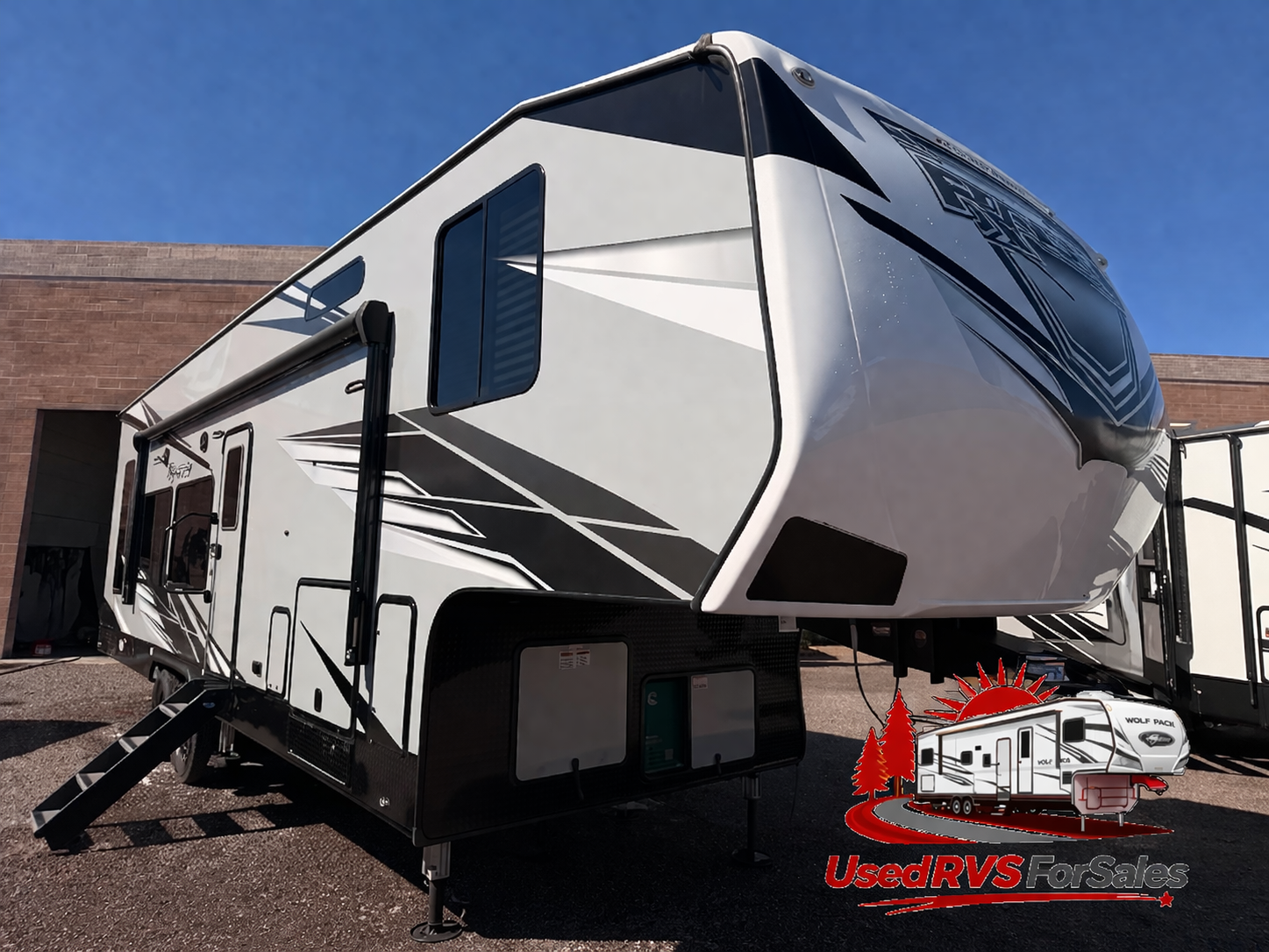Modern RV in a sunny lot